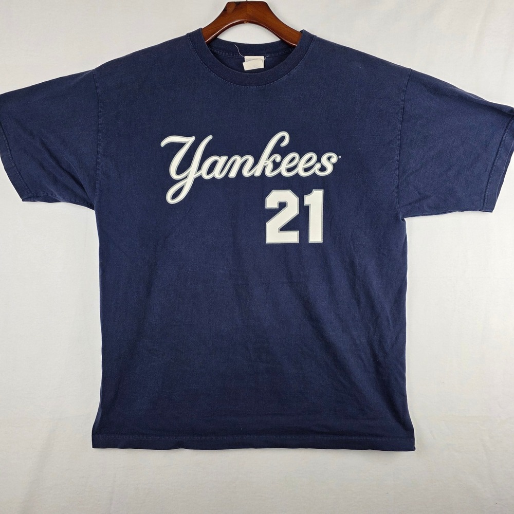 Majestic New York Yankees Paul O'Neill 21 Navy Blue MLB Player T-Shirt XL